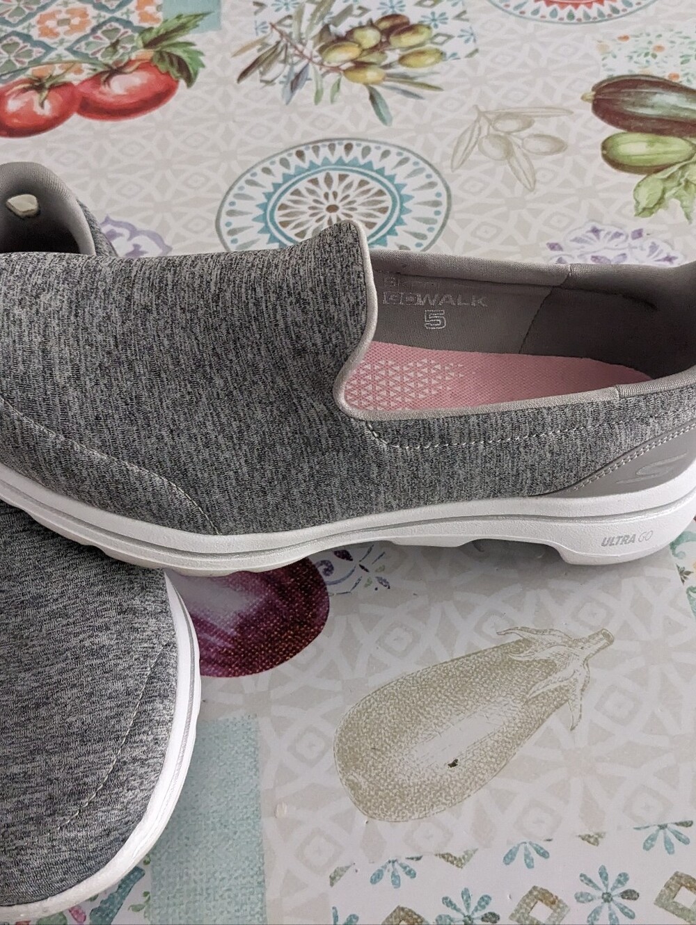 Skechers Go Walk Gray Knit Slip-On Casual Shoes - Picture 3 of 7